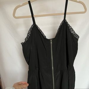 Super Cute Zipper Front Black Lace Mini Dress